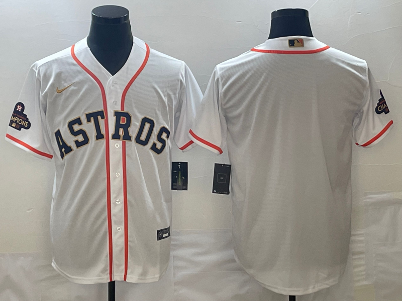 Men's Houston Astros White 2023 Gold Collection Blank Jersey